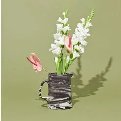 Hay Pichet En Porcelaine Et Grès Blanc Effet Marbré / Marbled Jug